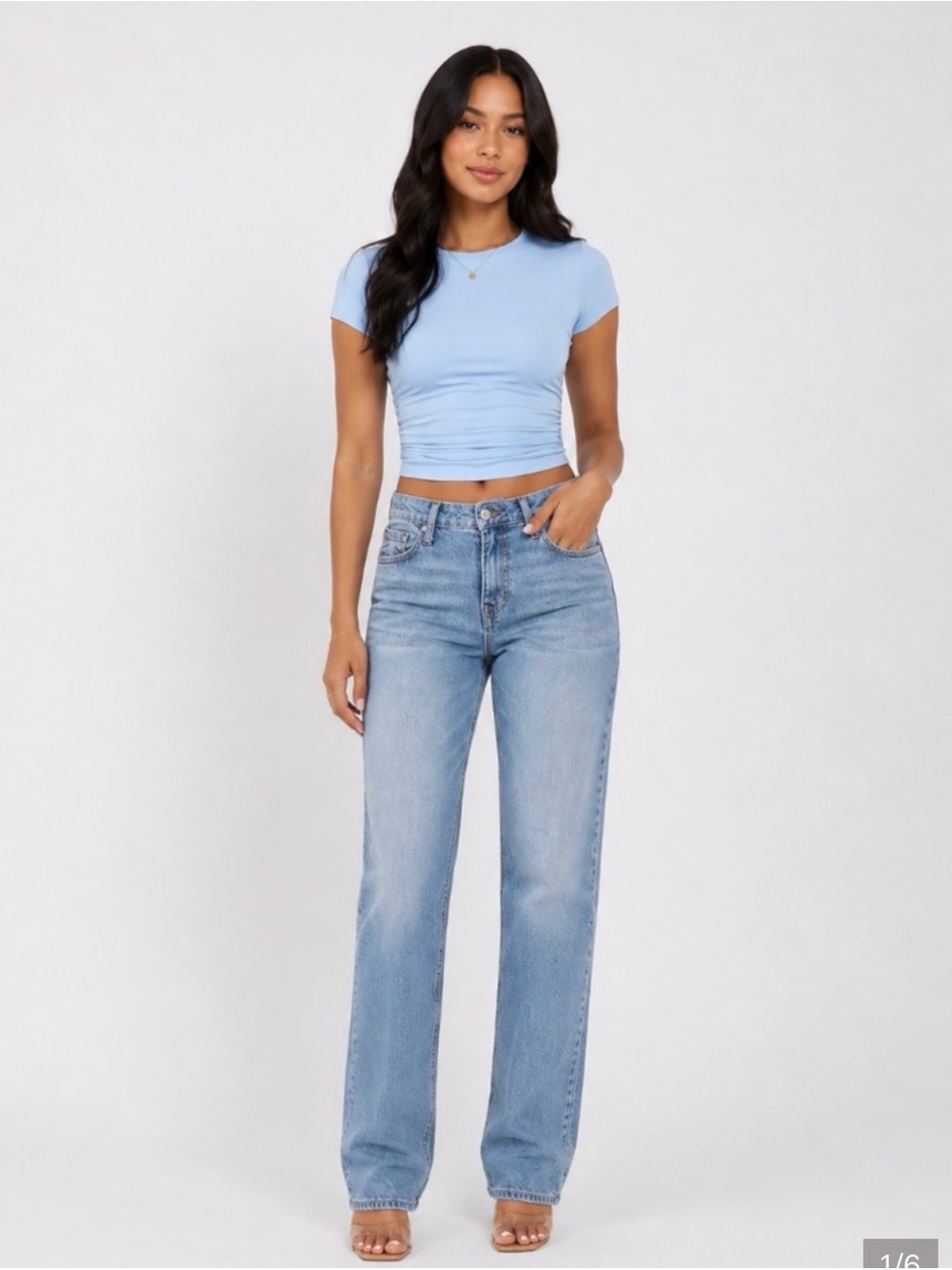 True Religion Women's Straight-Leg Jeans in Light Blue Wash